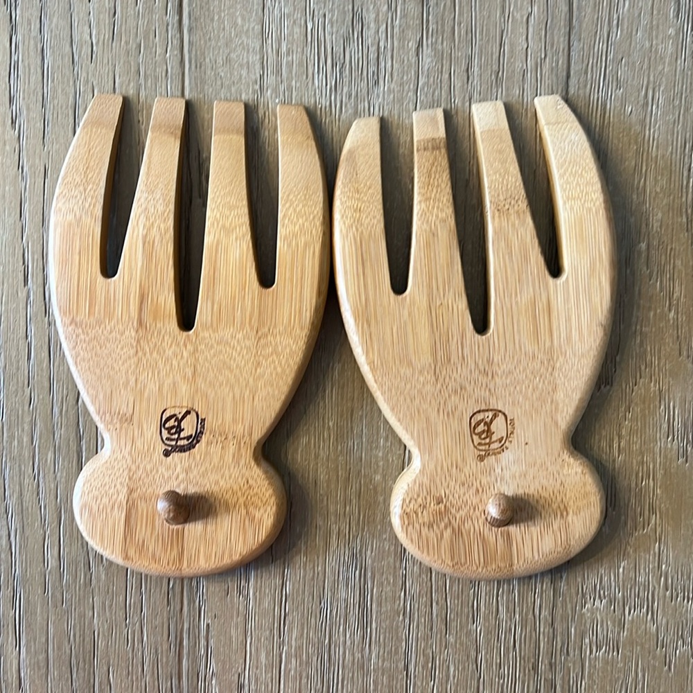 Totally Bamboo Salad Mixing & Serving Tongs ~ Like New ~ Minimalist Kitchen